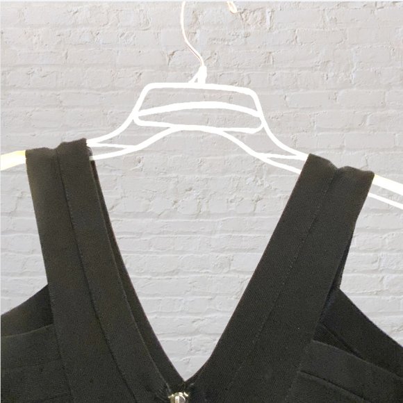 VENUS -- Bandage Dress, Black, Shoulder Straps, Zip Back, Knee Length, Stretchy - Picture 14 of 16